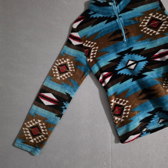 Trail Crest Womens 1/4 Zip Aztec Fleece Pullover Southwestern Size Medium - Picture 9 of 12